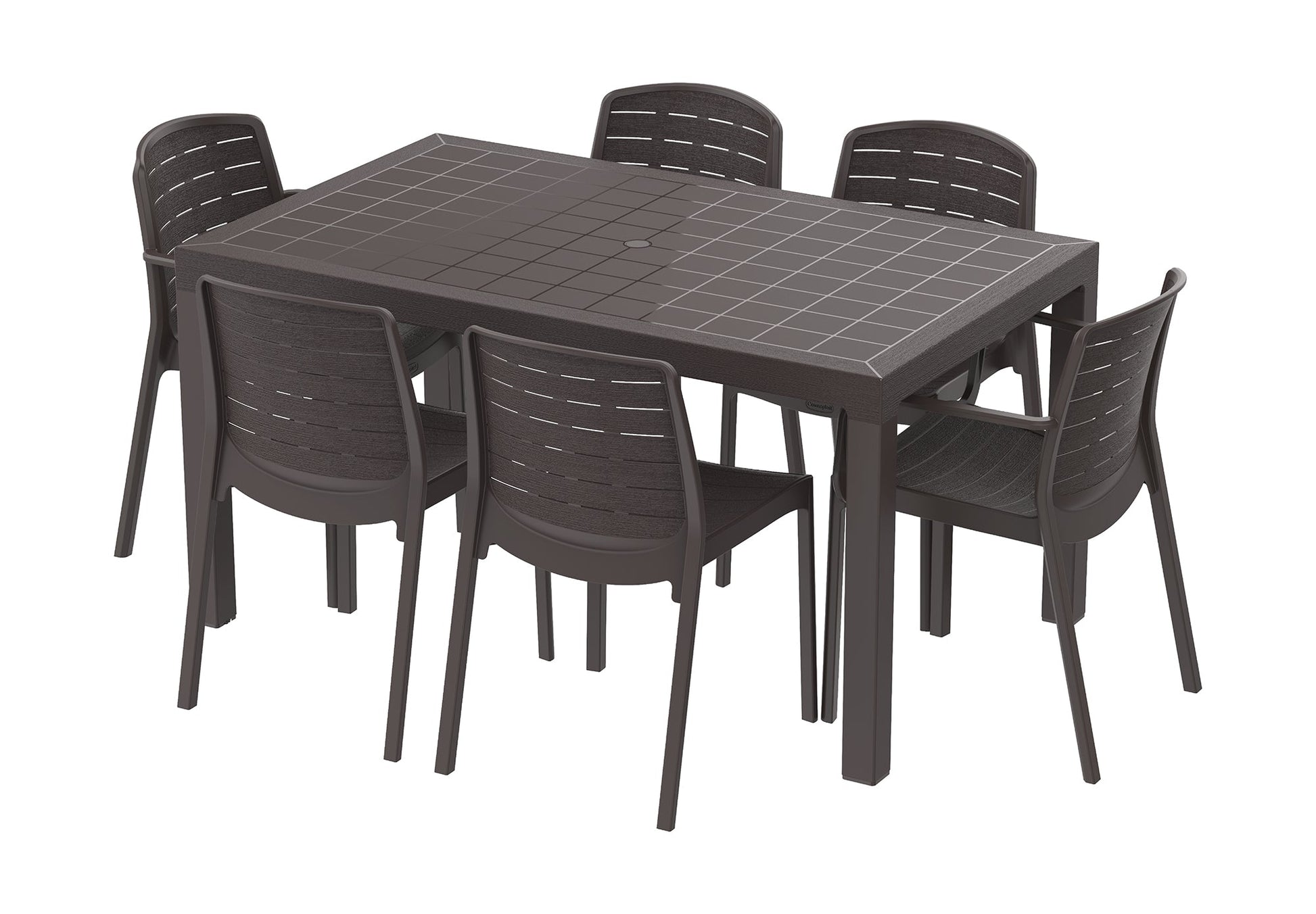 Cedargrain Outdoor Garden Plastic 6-seater Dining Set