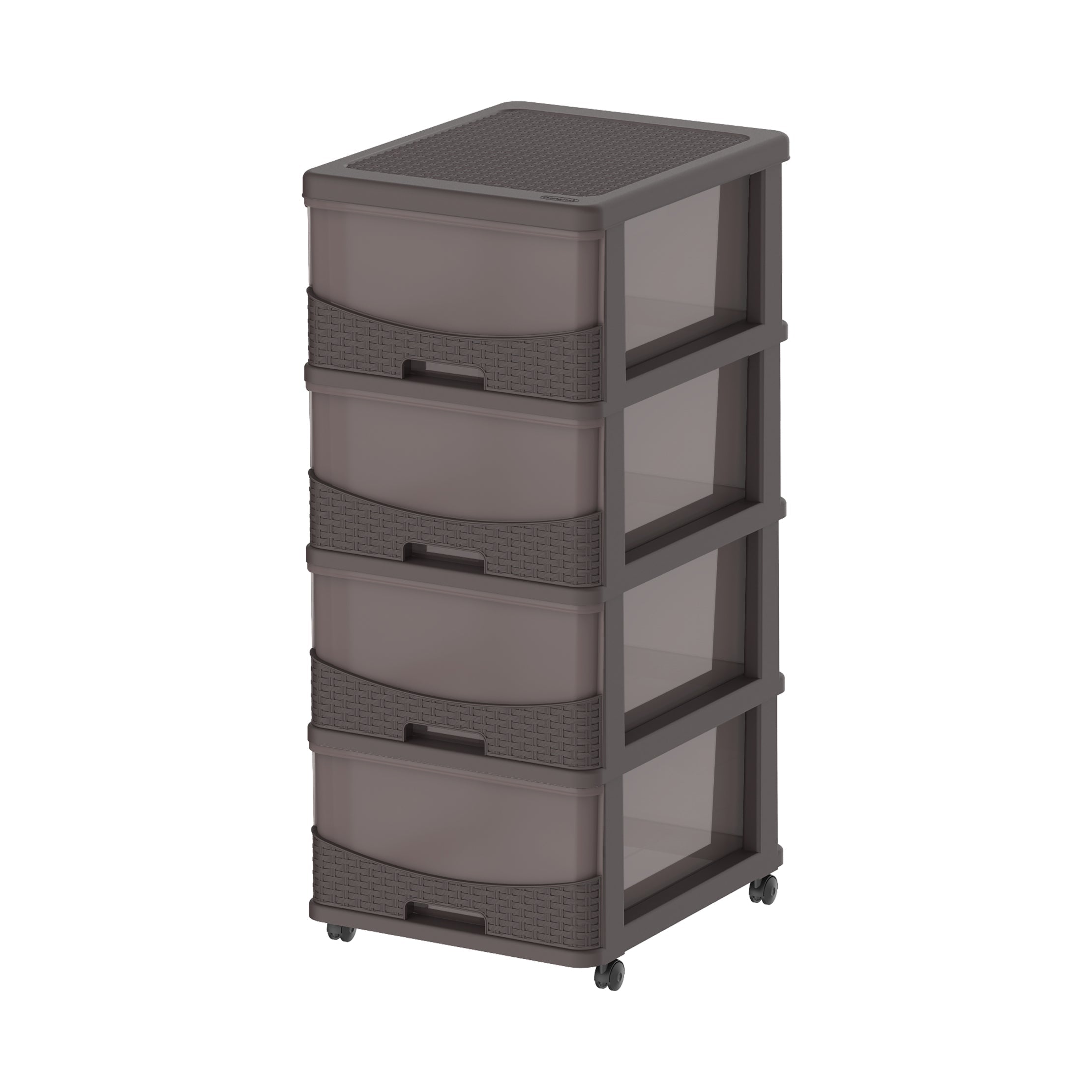 Cedarattan 4 Tiers Storage Cabinet with Drawers & Wheels - Cosmoplast Kuwait