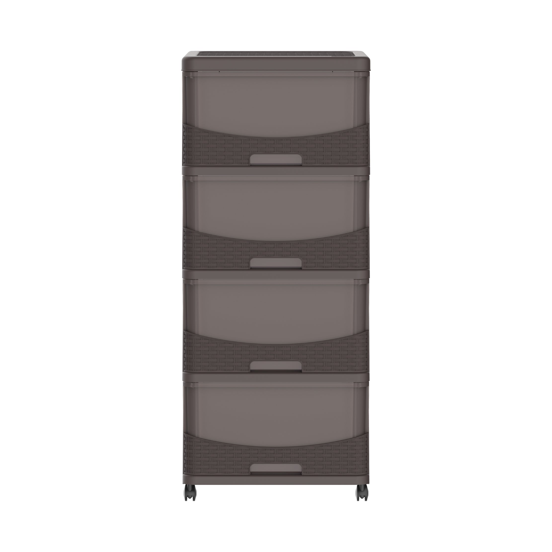 Cedarattan 4 Tiers Storage Cabinet with Drawers & Wheels - Cosmoplast Kuwait