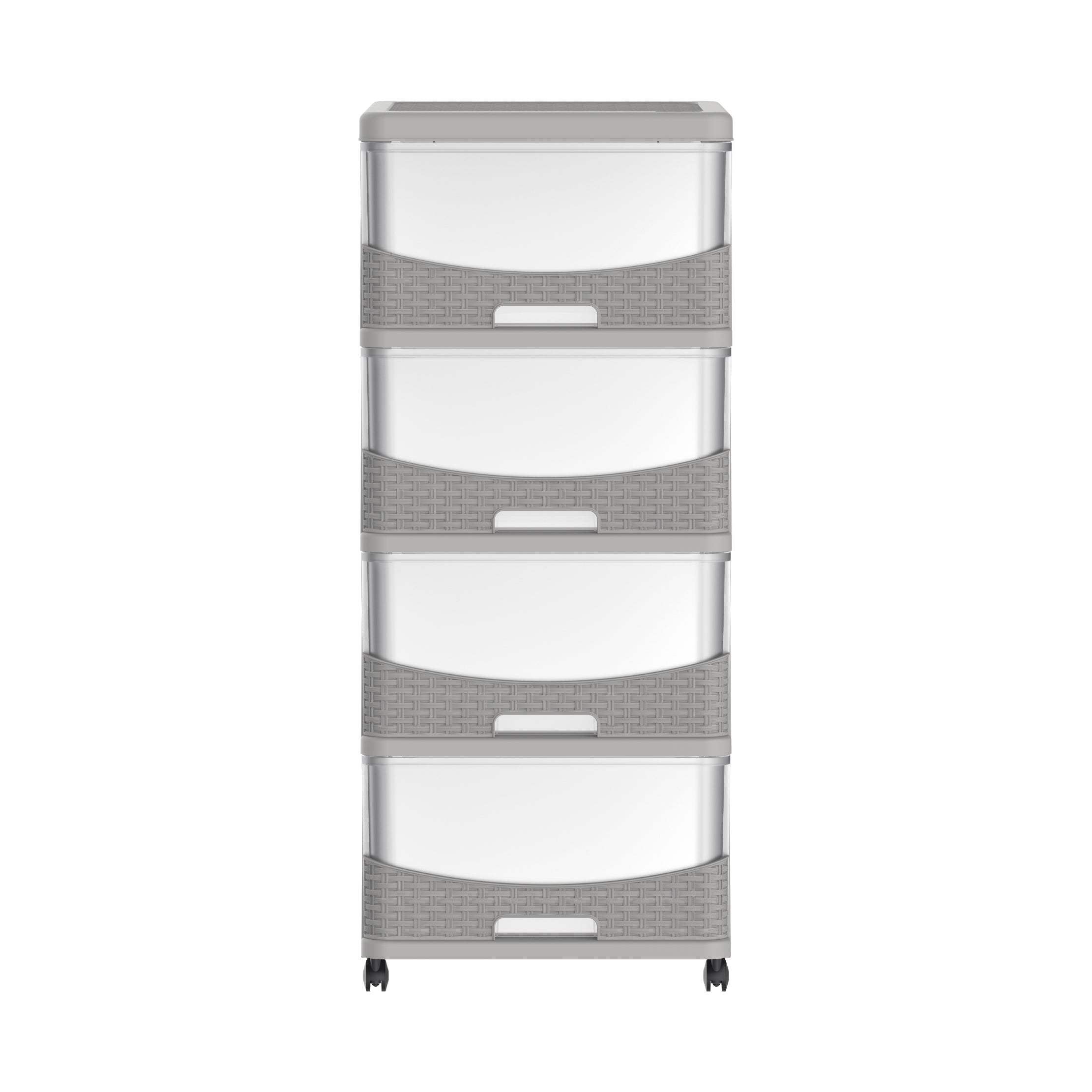 Cedarattan 4 Tiers Storage Cabinet with Drawers & Wheels - Cosmoplast Kuwait