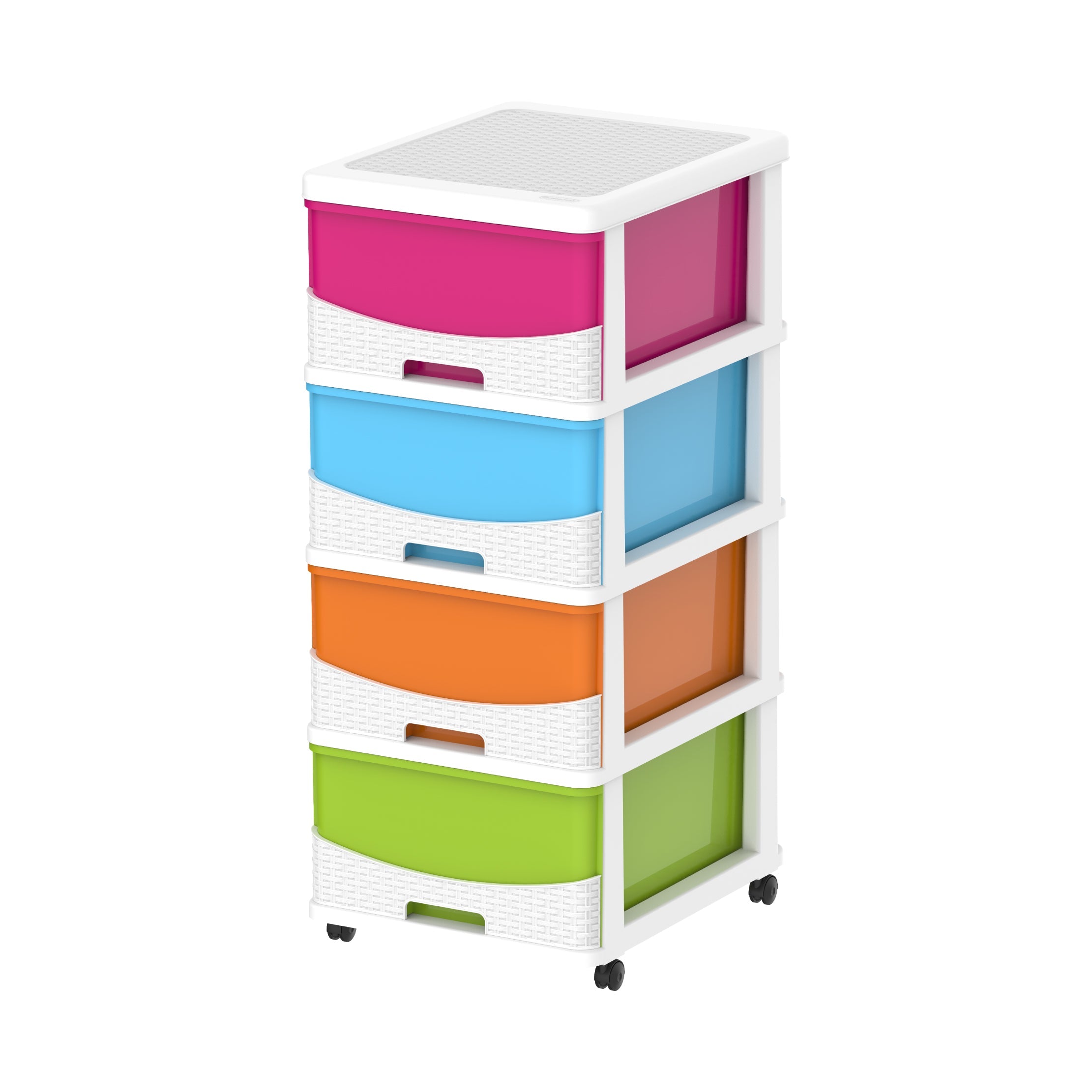 Cedarattan 4 Tiers Storage Cabinet with Drawers & Wheels - Cosmoplast Kuwait