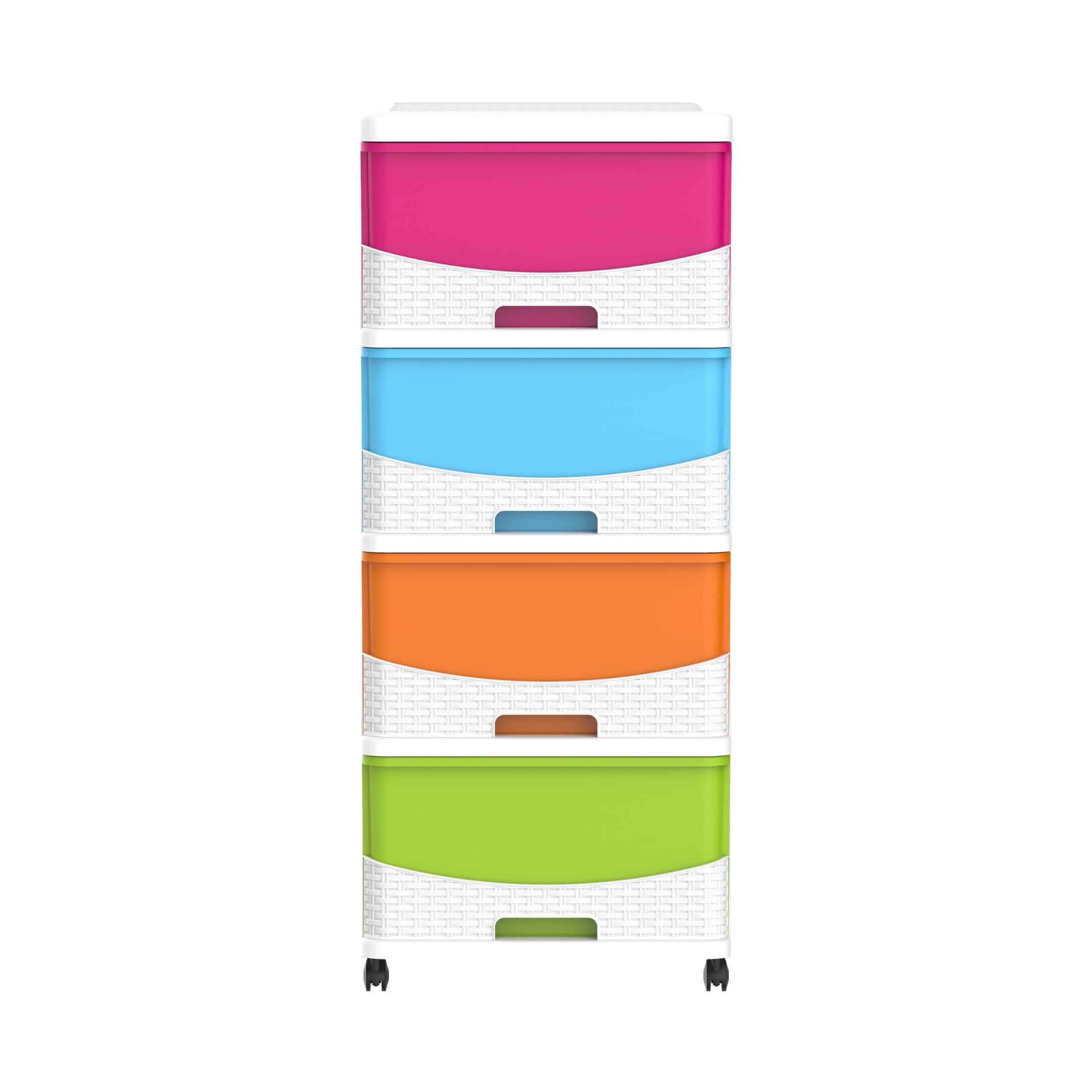 Cedarattan 4 Tiers Storage Cabinet with Drawers & Wheels - Cosmoplast Kuwait