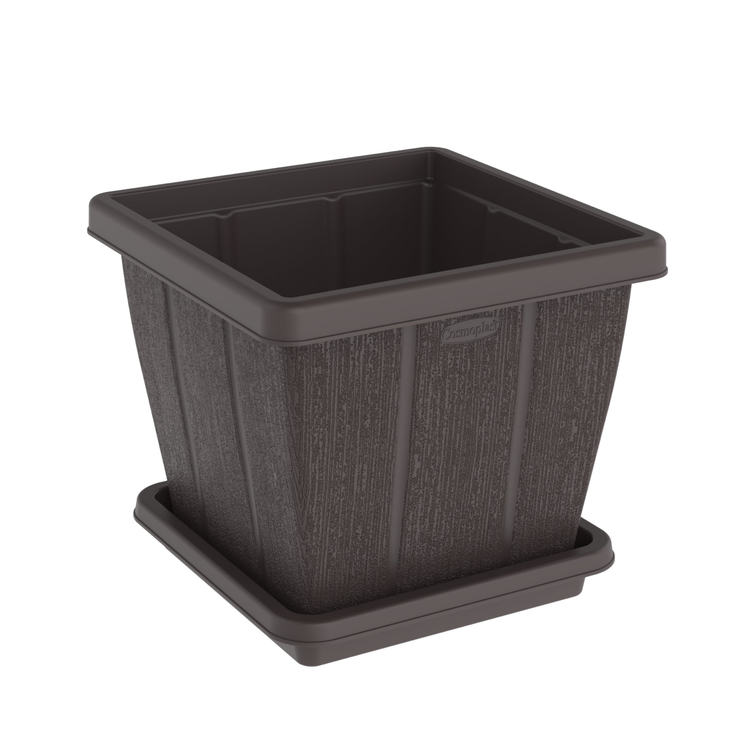 30L Cedargrain Square Planter with Tray - Cosmoplast Kuwait