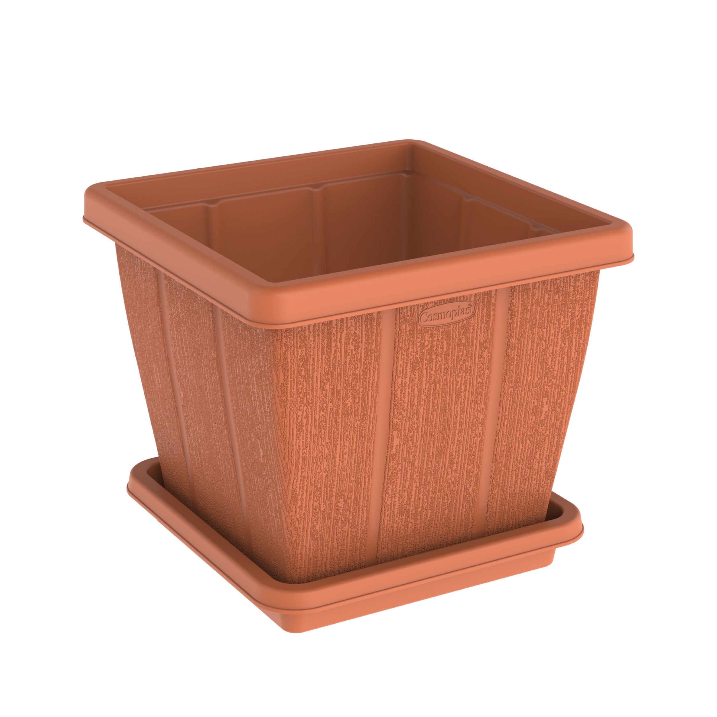 30L Cedargrain Square Planter with Tray - Cosmoplast Kuwait