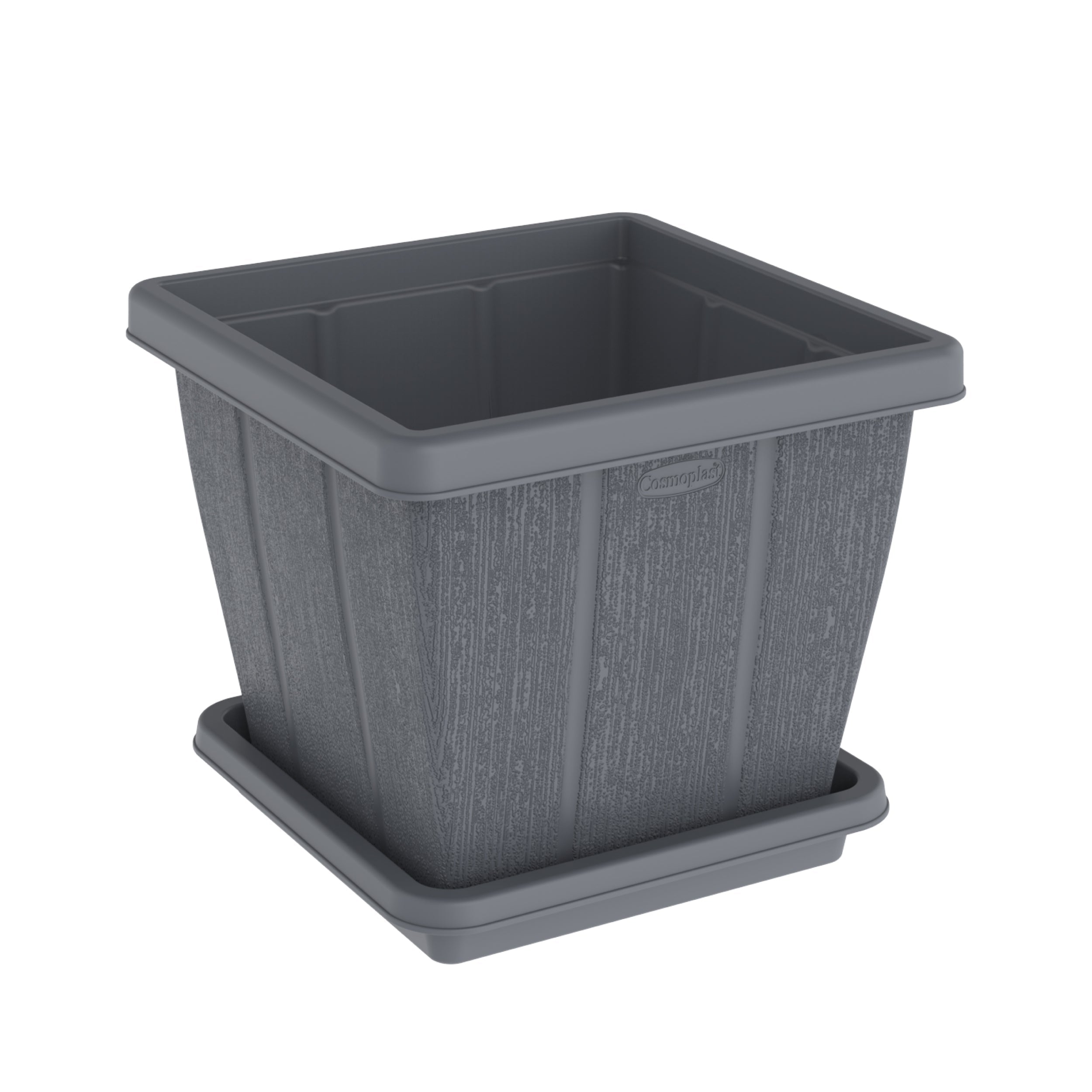 30L Cedargrain Square Planter with Tray - Cosmoplast Kuwait